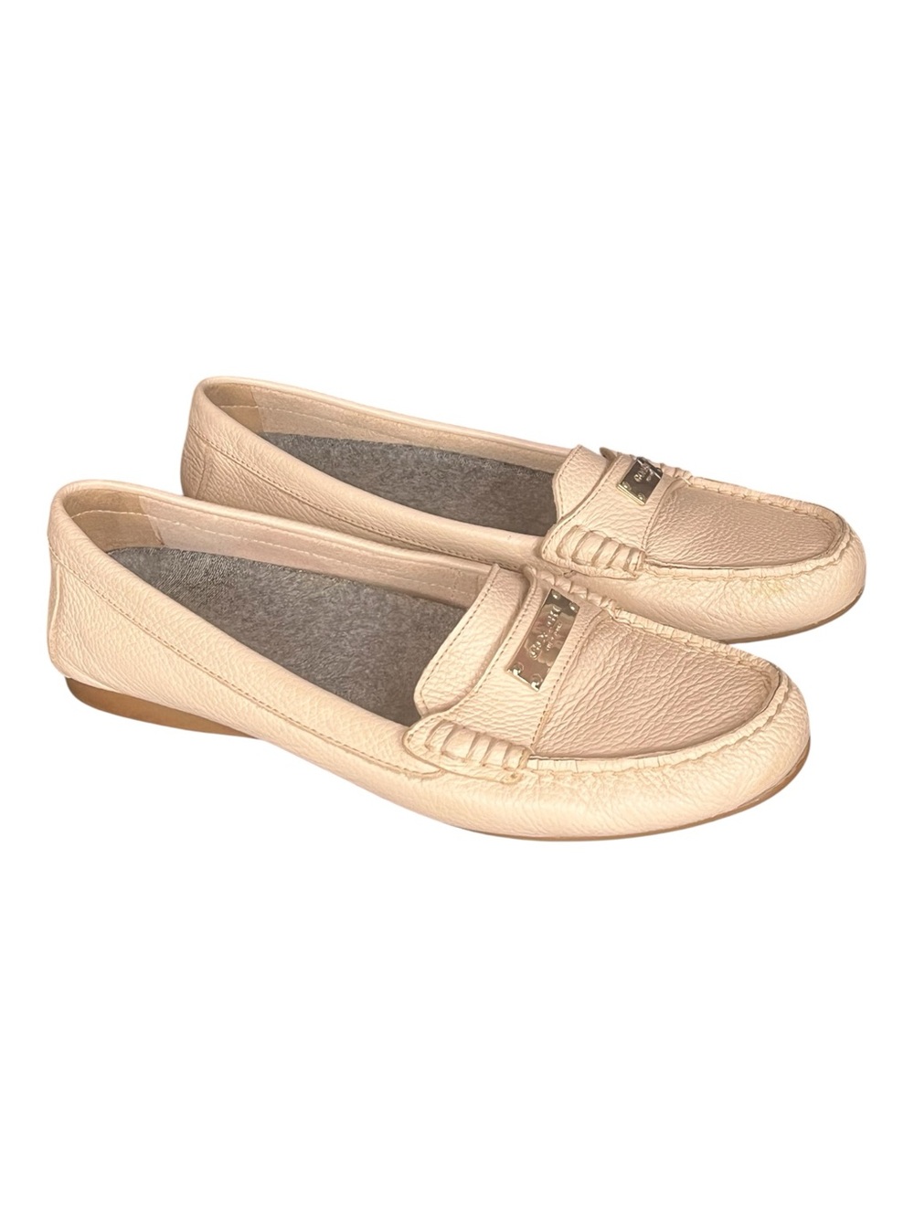 Coach Fredrica Pebbled Leather Driving Shoe Woman’s 9.5 Beige Slip On Classic